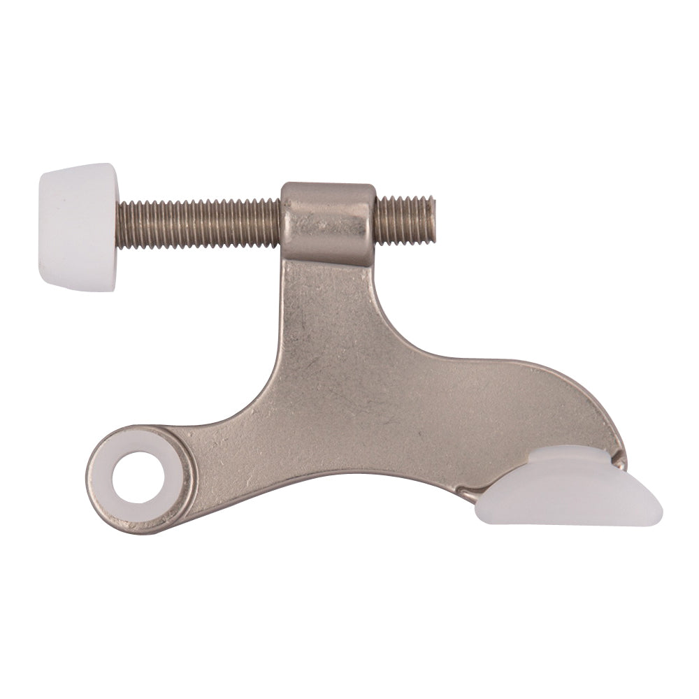 Prosource H20-B043-PS Deluxe Hinge Pin Door Stop, 2-5/8 in Projection, Die-Cast Zinc &amp; Plastic, Satin Nickel