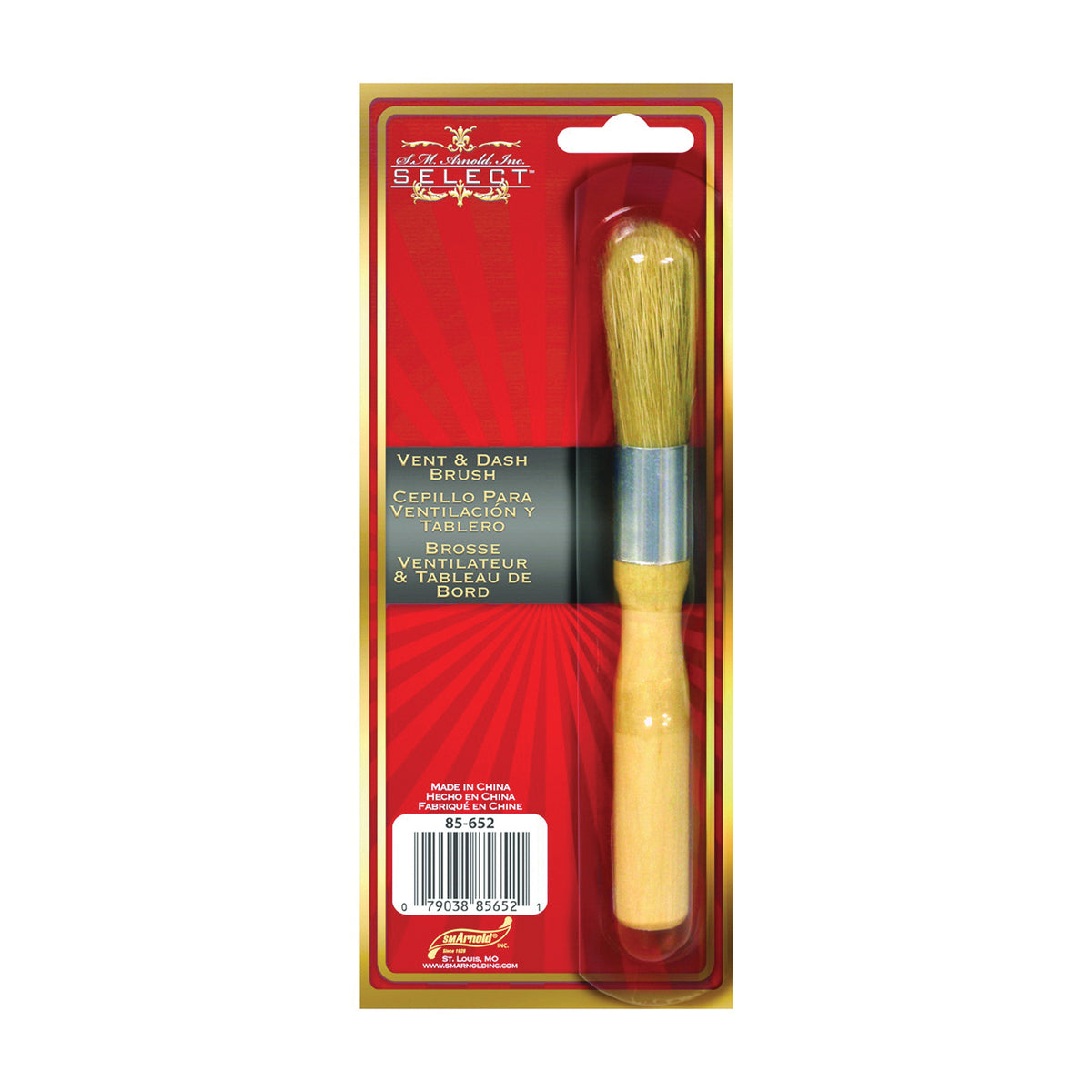 SM ARNOLD SELECT 85-652 Vent and Dash Brush, 1.87 in L Trim, 6 in OAL, Natural Boar Trim