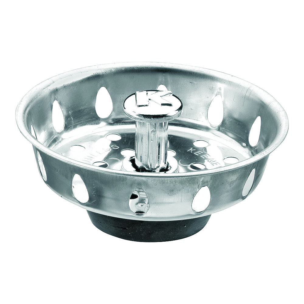 Plumb Pak PP820-25 Basket Strainer with Adjustable Post, 3.3 in Dia, Stainless Steel, For: Most Kitchen Sink Drains