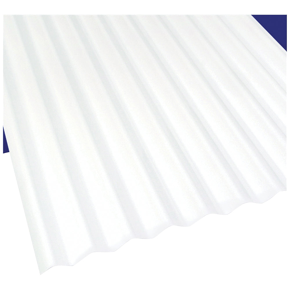 Sun N Rain 103693 Corrugated Roofing Panel, 10 ft L, 26 in W, 0.063 Thick Material, Polycarbonate, White