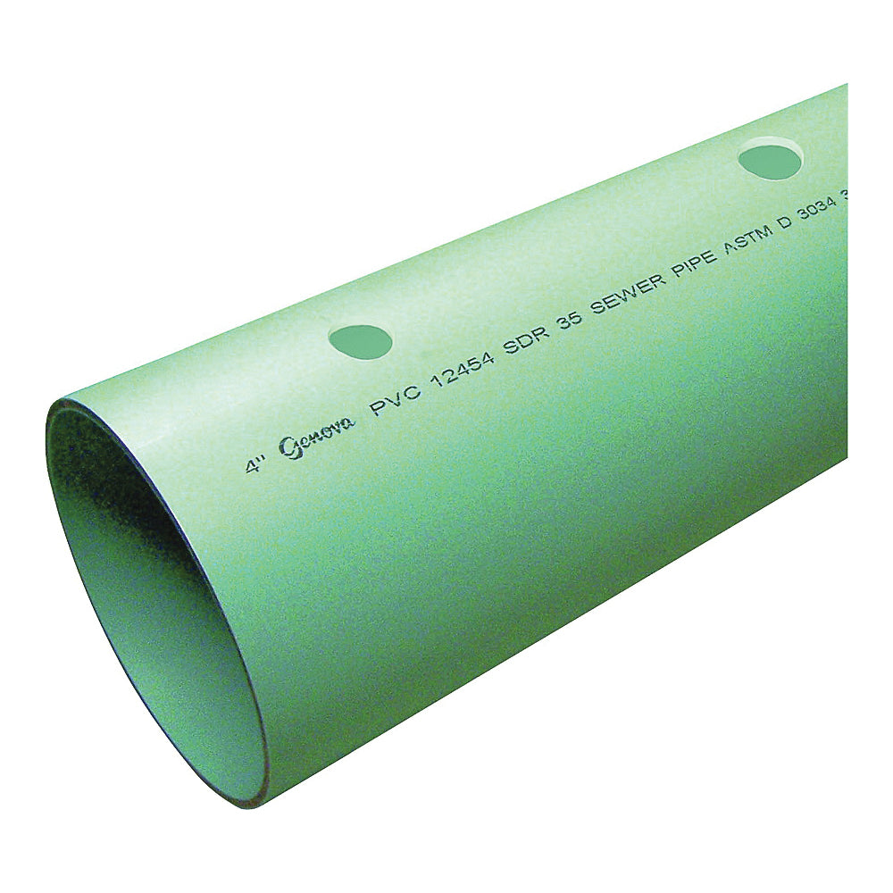 GENOVA 40051 Sewer and Drain Pipe, 4 in, 10 ft L, Green