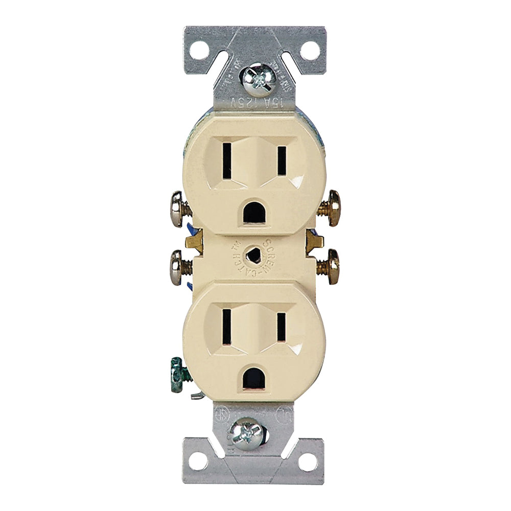 Eaton Wiring Devices 270V Duplex Receptacle, 2 -Pole, 15 A, 125 V, Push-in, Side Wiring, NEMA: 5-15R, Ivory
