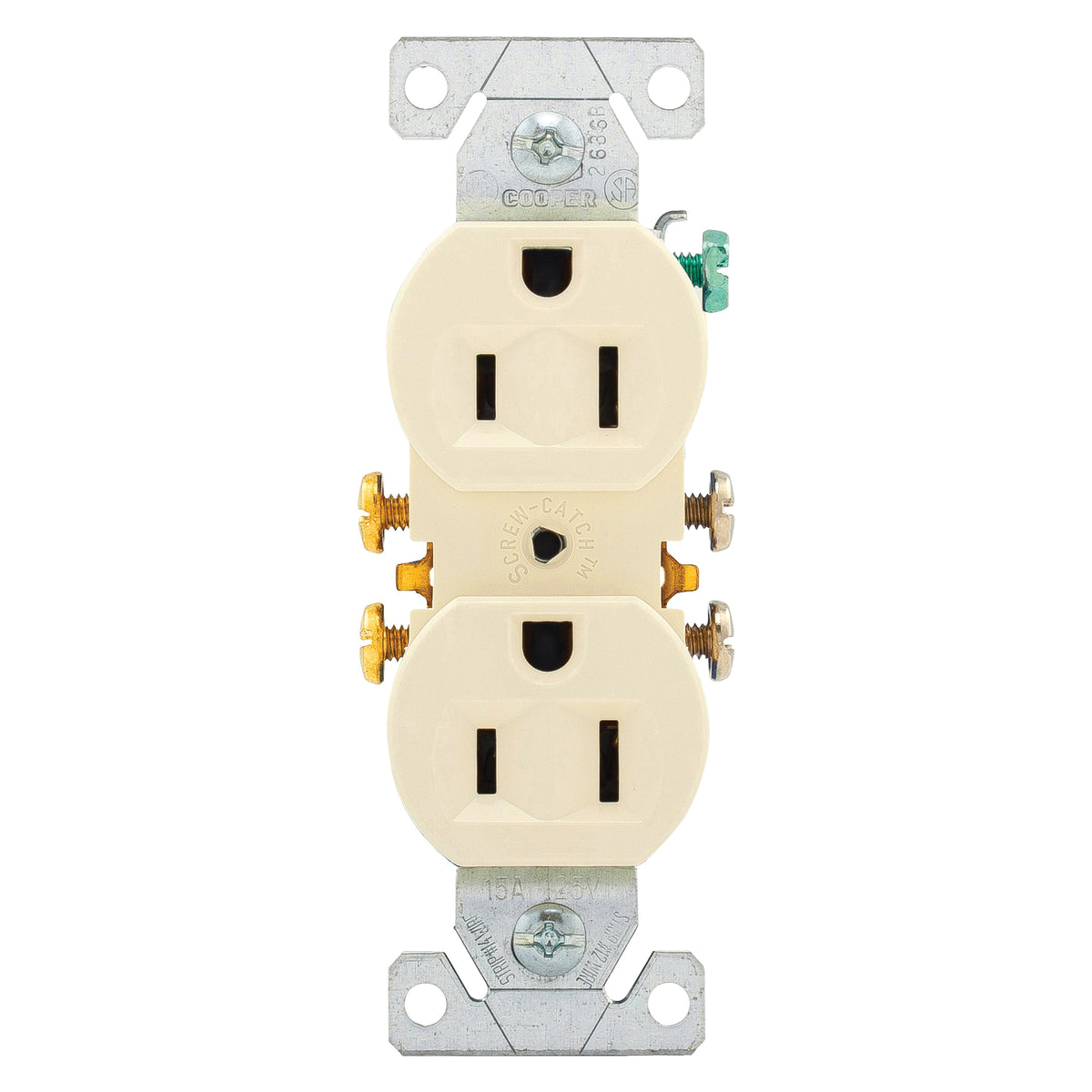 Eaton Wiring Devices 270LA Duplex Receptacle, 2 -Pole, 15 A, 125 V, Push-in, Side Wiring, NEMA: 5-15R