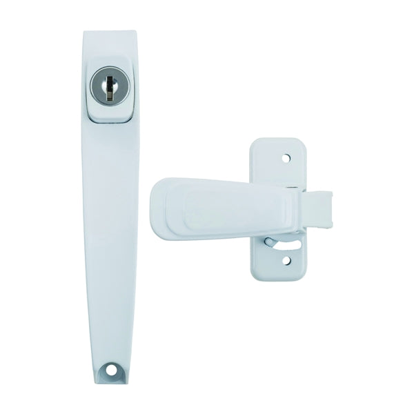 Wright Products VK444-2WH Pushbutton Latch, 3/4 to 2 in Thick Door, For: Out-Swinging Wood/Metal Screen, Storm Doors