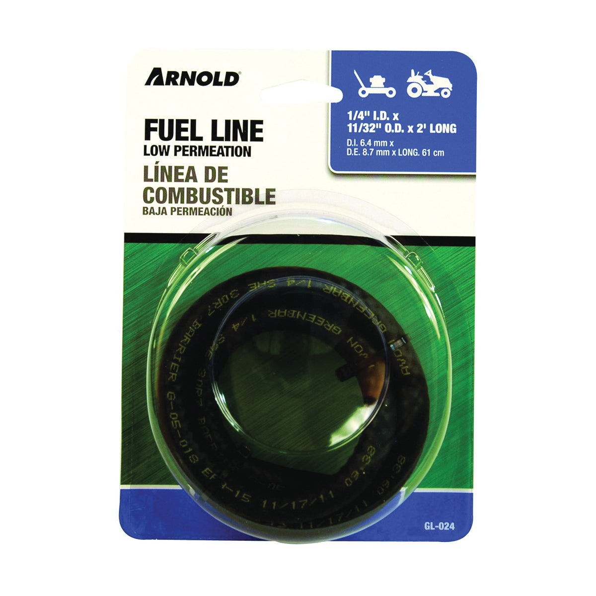 ARNOLD GL-024 Fuel Line, Low Permeation, Black, For: Walk Behind Mowers and Lawn Tractors