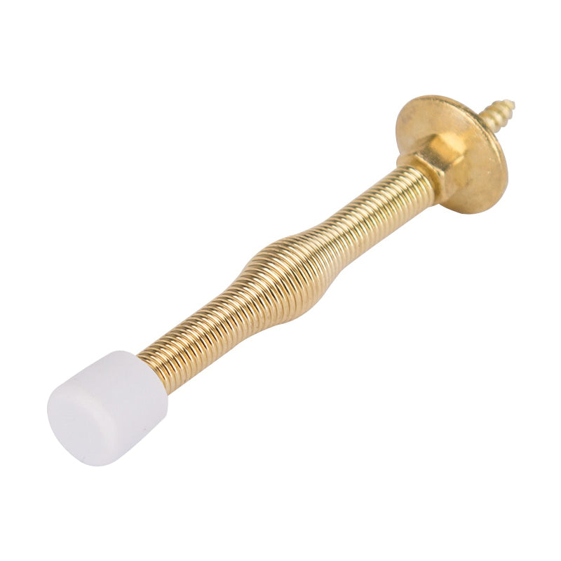 Prosource H61-Z010-PS Light-Duty Door Stop, 3/4" in Dia Base, 3 in Projection, Plastic &amp; Steel, Polished Brass