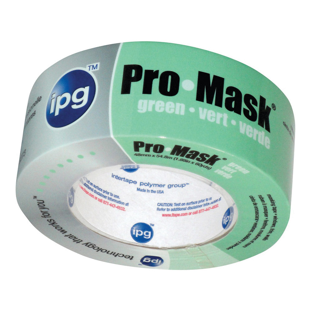 IPG 5805-2 Masking Tape, 60 yd L, 1.87 in W, Crepe Paper Backing, Light Green