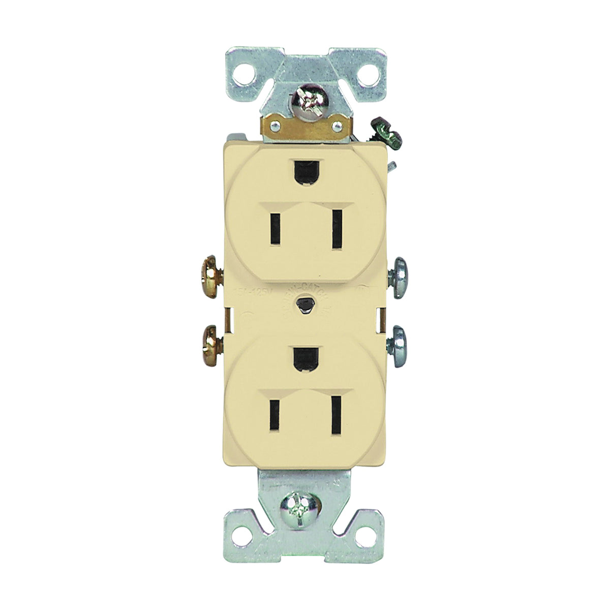 Eaton Wiring Devices 827V-BOX Duplex Receptacle, 2 -Pole, 15 A, 125 V, Side Wiring, NEMA: 5-15R, Ivory