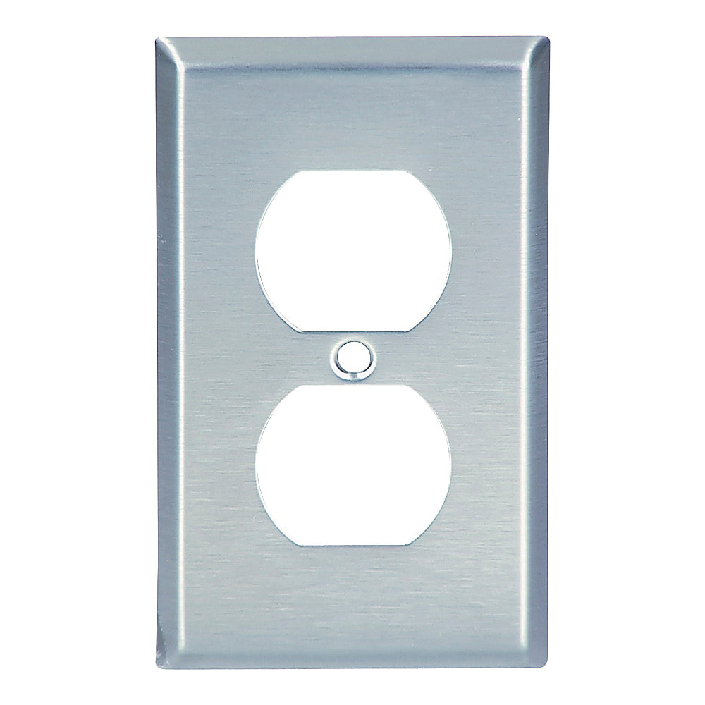 Eaton Wiring Devices 93101-BOX Receptacle Wallplate, 4-1/2 in L, 2-3/4 in W, 1 -Gang, 302 Stainless Steel