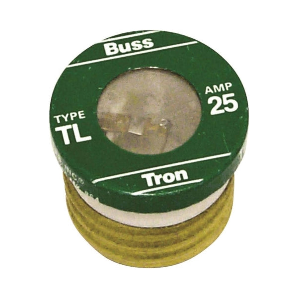 Bussmann TL-25 Plug Fuse, 25 A, 125 V, 10 kA Interrupt, Plastic Body, Low Voltage, Time Delay Fuse