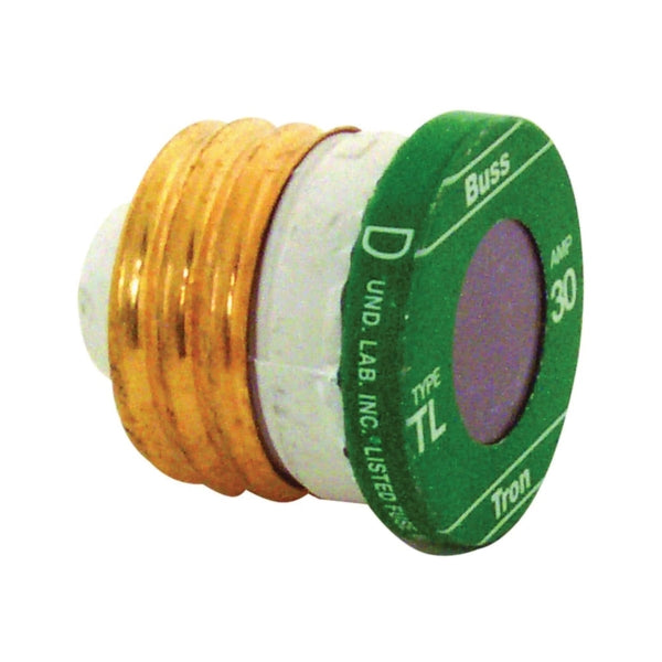 Bussmann TL-30 Plug Fuse, 30 A, 125 V, 10 kA Interrupt, Plastic Body, Low Voltage, Time Delay Fuse