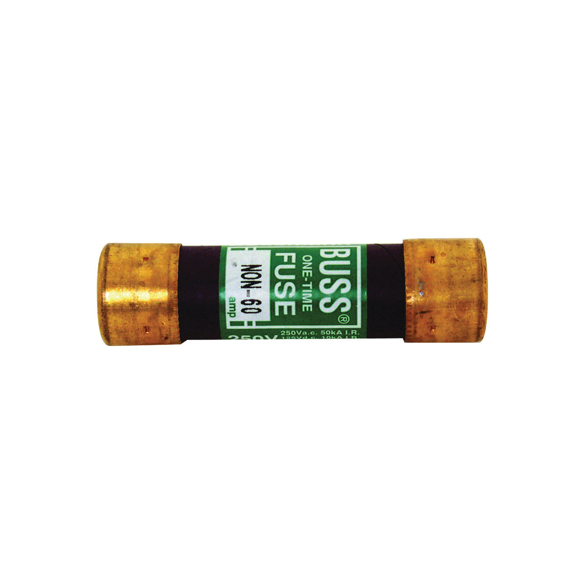 Bussmann NON-60 Fuse, 60 A, 250 VAC, 125 VDC, 50 kA Interrupt, Melamine Body, Cartridge Fuse