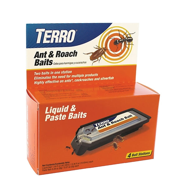 TERRO T360 Ant and Roach Bait, 1.44 fl-oz Liquid, 0.28 oz Paste Pack