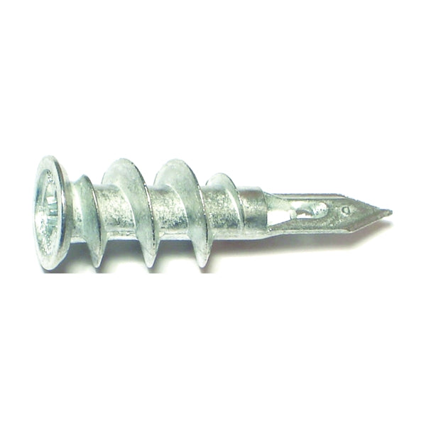 MIDWEST FASTENER 10420 Hollow Wall Anchor with Screw, #8 Thread, 1-1/4 in L, Zinc, 75 lb