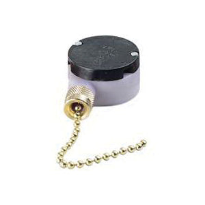GB GSW-33 Pull Chain Switch, 1-Pole, 125 VAC, 6 A, Brass