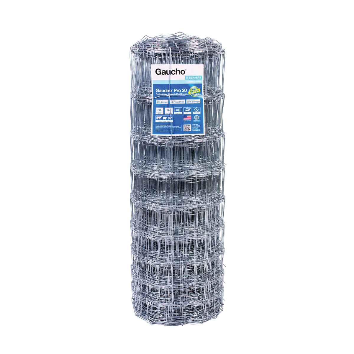 Gaucho Pro 118188 Field Fence, 330 ft L, 39 in H, 12-1/2 Gauge, Steel