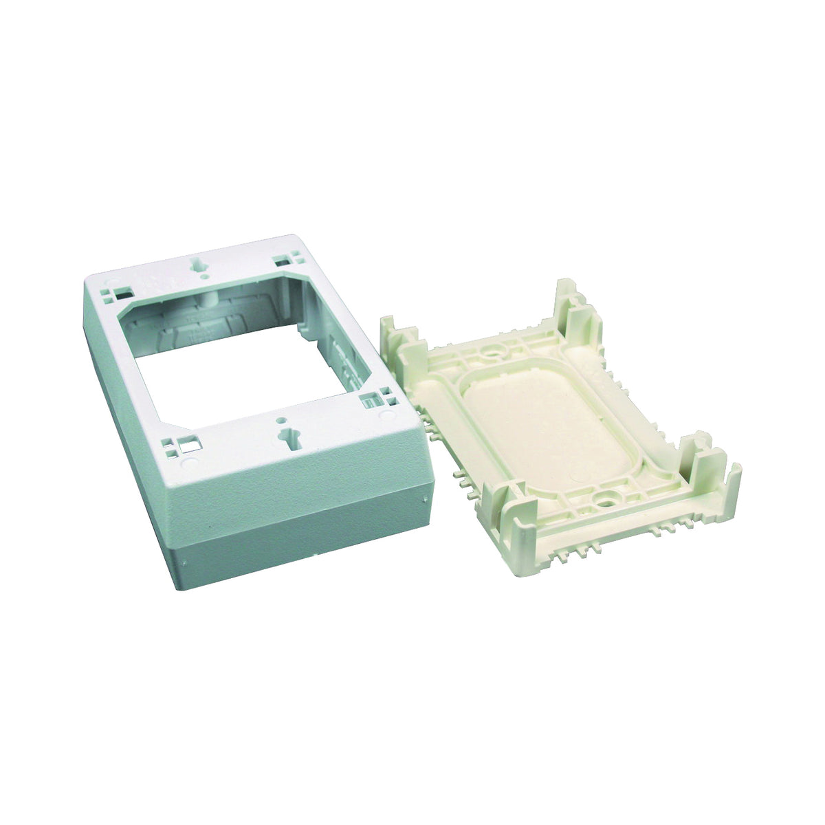 Wiremold NM NM3 Outlet Box, 1 -Gang, 0 -Knockout, Plastic, Ivory, Wall Mounting