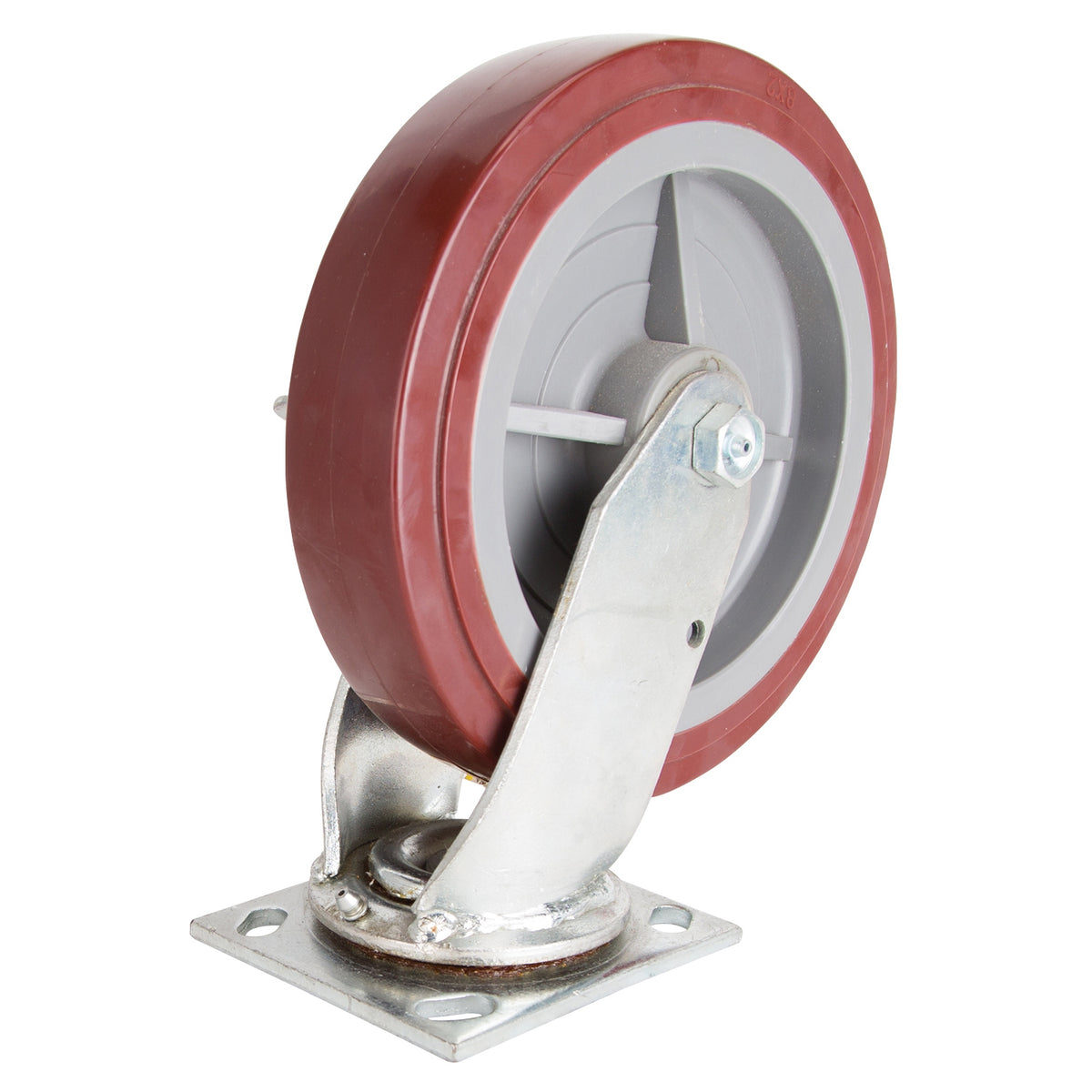 ProSource JC-P08 Swivel Caster, 8 in Dia Wheel, 2 in W Wheel, PU Wheel, Gray, 750 lb, Steel Housing Material