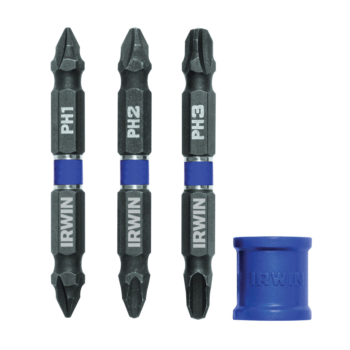 IRWIN 1903513 Bit Set with Magnetic Screw Hold Attachment, 4-Piece, Double-Ended, Steel