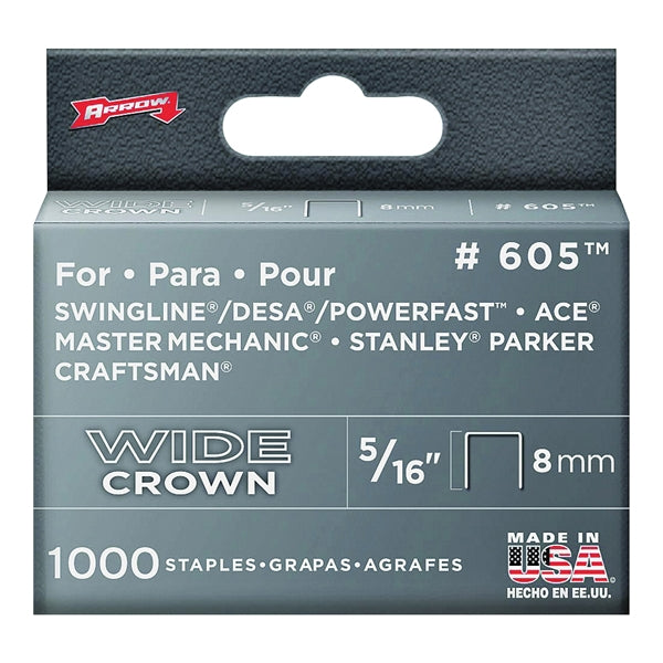 Arrow 600 Series 60530 Flat, 1/2 in W Crown, 5/16 in L Leg