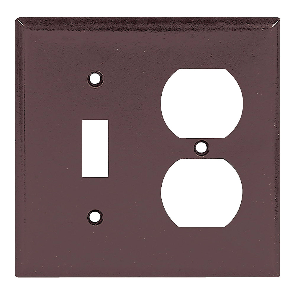 Eaton Wiring Devices 2138B-BOX Combination Wallplate, 4-1/2 in L, 4-9/16 in W, 2 -Gang, Thermoset, Brown