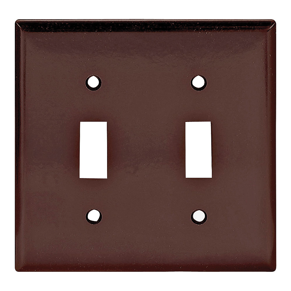 Eaton Wiring Devices 2139B-BOX Wallplate, 4-1/2 in L, 4-9/16 in W, 2 -Gang, Thermoset, Brown, High-Gloss