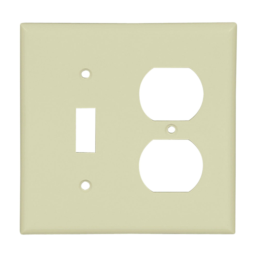 Eaton Wiring Devices 2138V-BOX Combination Wallplate, 4-1/2 in L, 4-9/16 in W, 2 -Gang, Thermoset, Ivory
