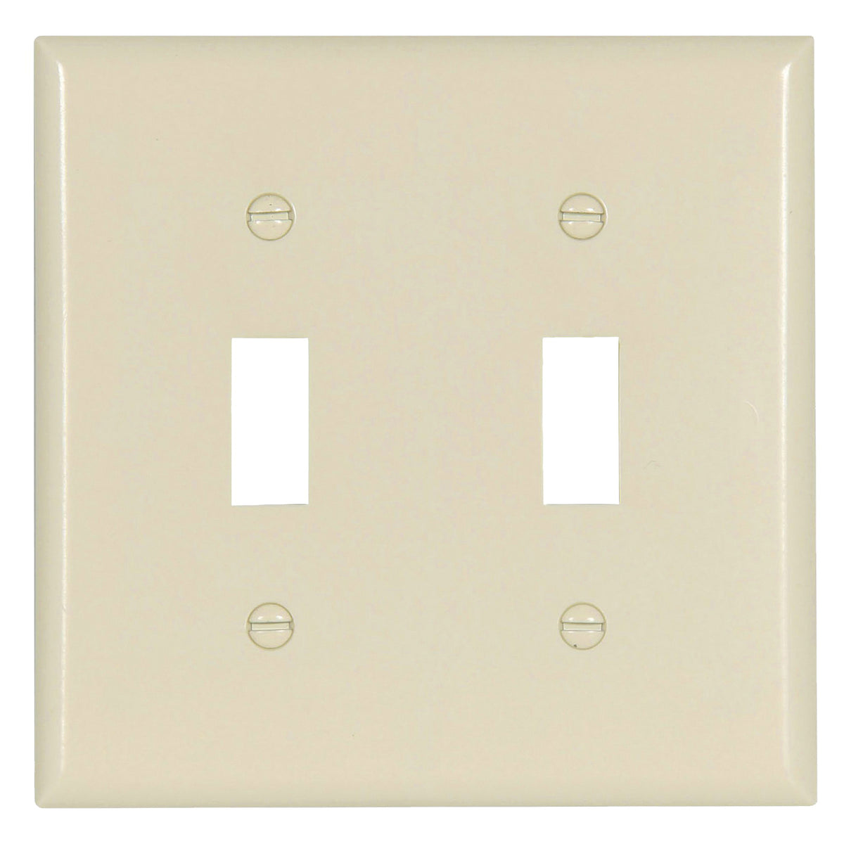 Eaton Wiring Devices 2139LA-BOX Wallplate, 4-1/2 in L, 4-9/16 in W, 2 -Gang, Thermoset, Light Almond, High-Gloss