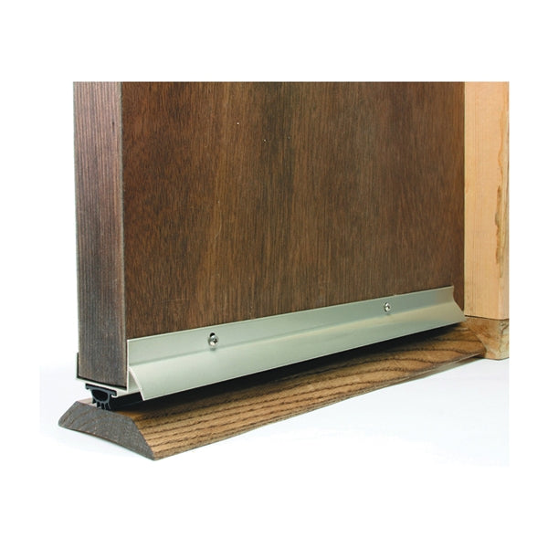 M-D 49000 Door Bottom with Drip Cap, 36 in L, 1-3/4 in W, 1-5/8 in H, Aluminum, Satin Nickel