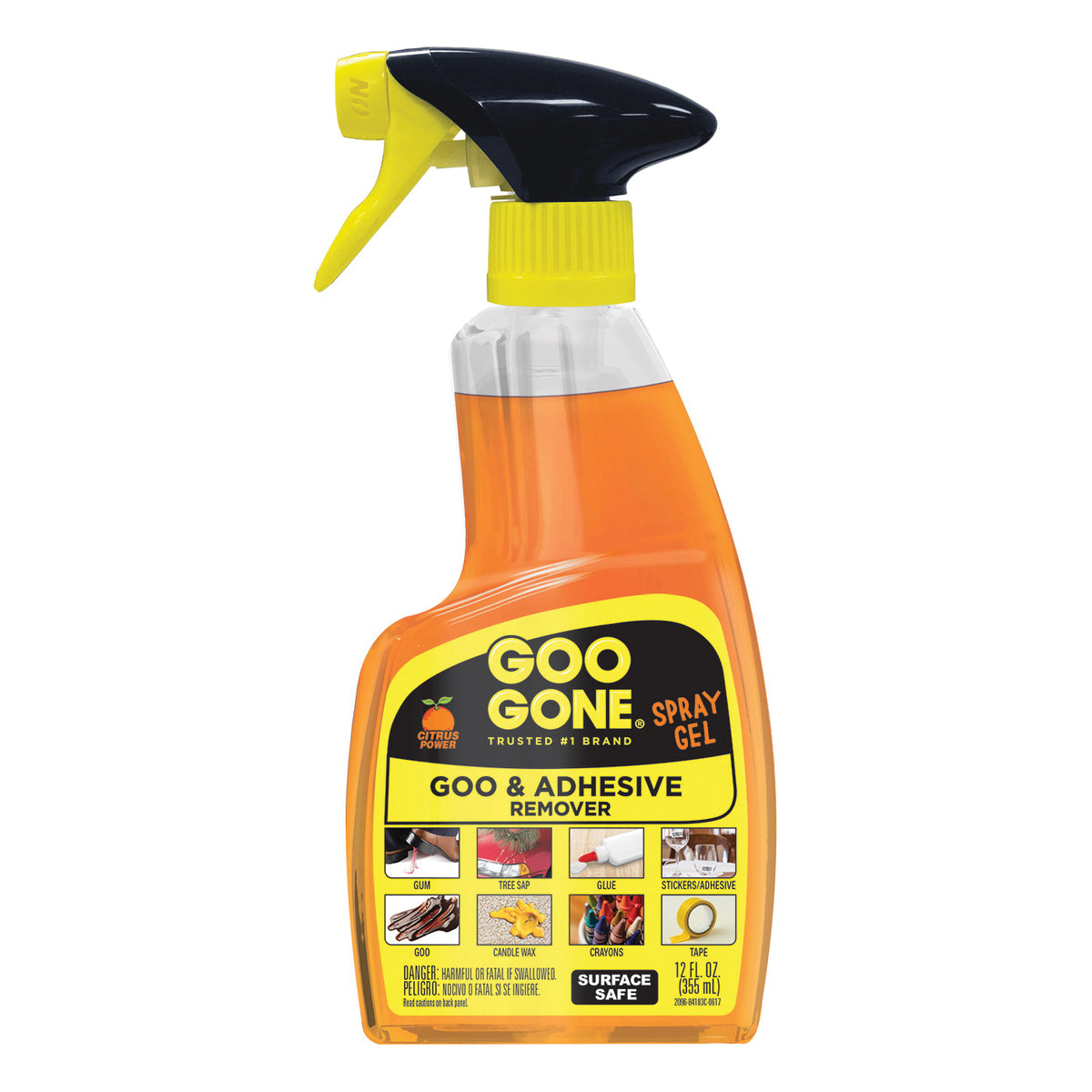 Goo Gone 2096 Goo and Adhesive Remover, 12 oz Spray Bottle, Gel, Citrus, Orange