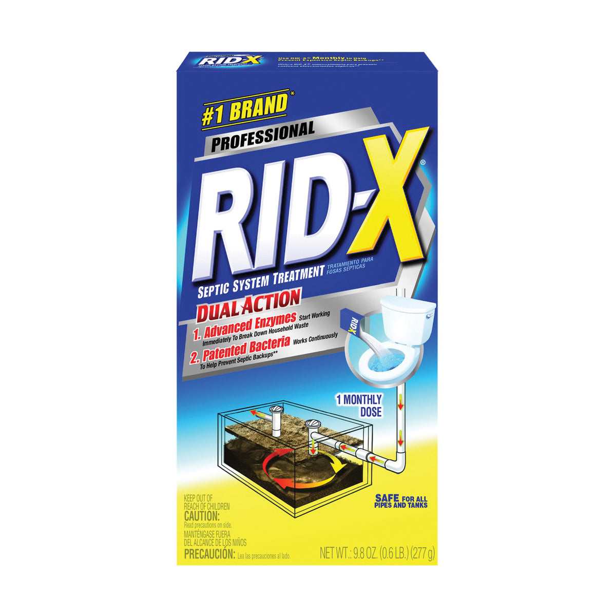 RID-X 1920094143 Septic Tank Cleaner, Powder, Tan, Fermentation, 9.8 oz Box