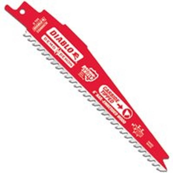 Diablo DS0606CWS Reciprocating Saw Blade, 1 in W, 6 in L, 6/9 TPI, Carbide Cutting Edge