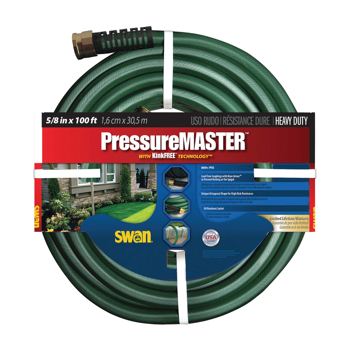 SWAN SN7958100 Garden Hose, 100 ft L, Green