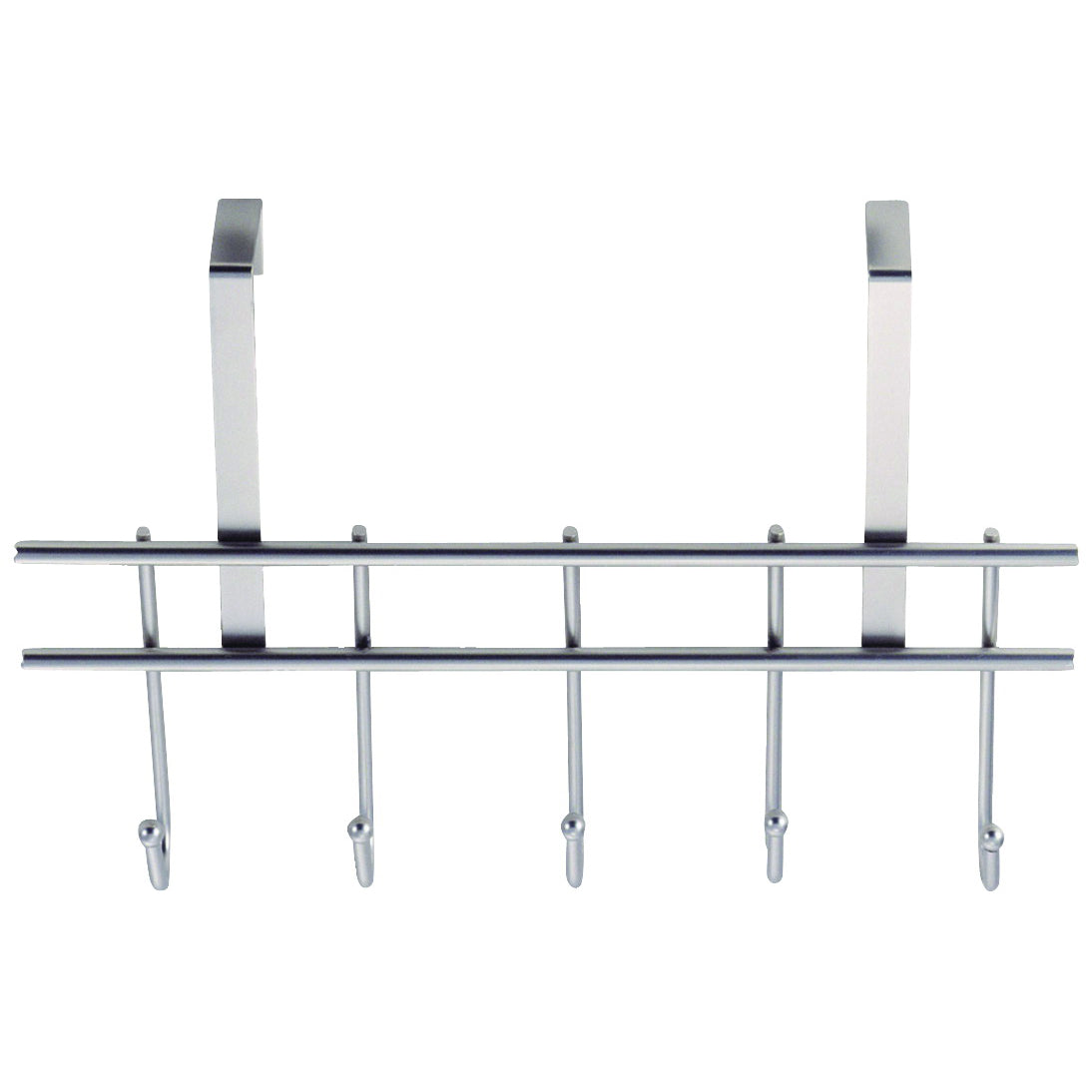 Simple Spaces HK07-CH Door Garment Hook, Each Hook: 4.8 lb, 5-Hook, Steel, Chrome, Hanging Mounting