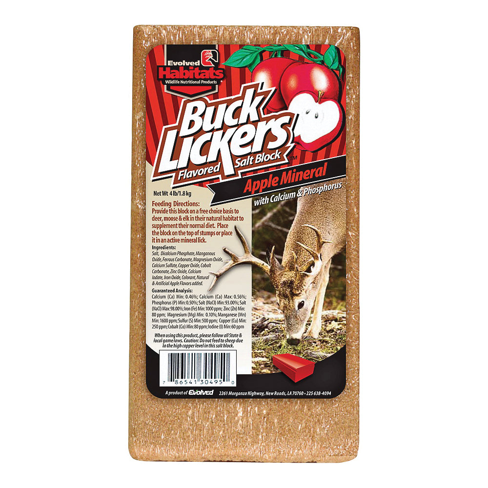 Evolved Habitats Buck Lickers EVO30495 Mineral Block, Apple Flavor, 4 lb Shrink Wrap