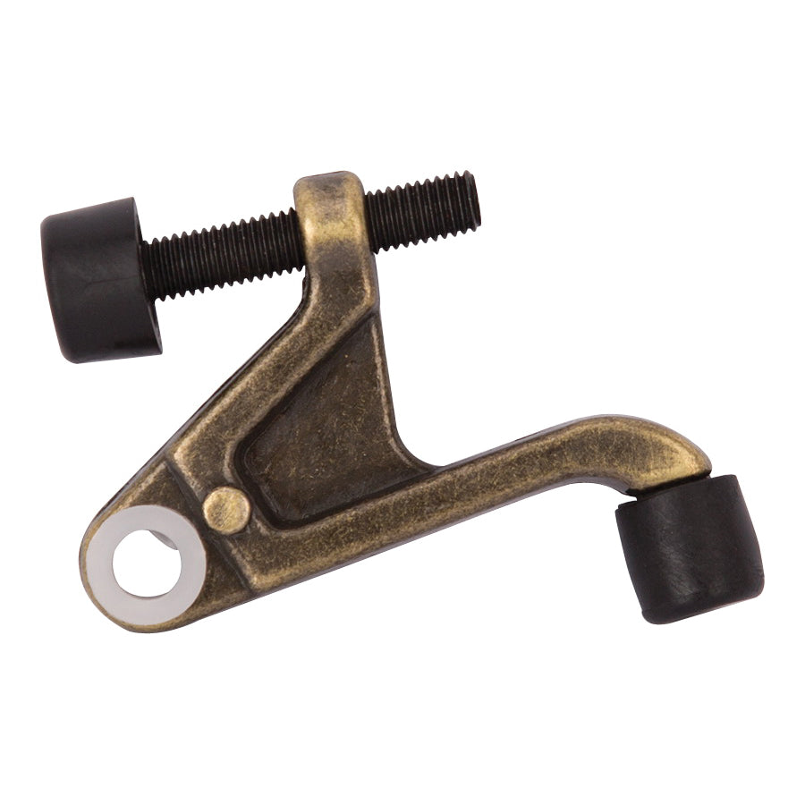 Prosource H20-B031C-PS Heavy-Duty Hinge Pin Door Stop, 2-3/4 in Projection, Die-Cast Zinc &amp; Plastic, Antique Brass