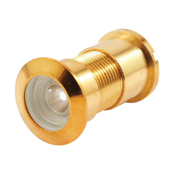 Defender Security U 9896 Door Viewer, 130 deg Viewing, 1-3/4 to 2-3/8 in Thick Door, Brass, Brass