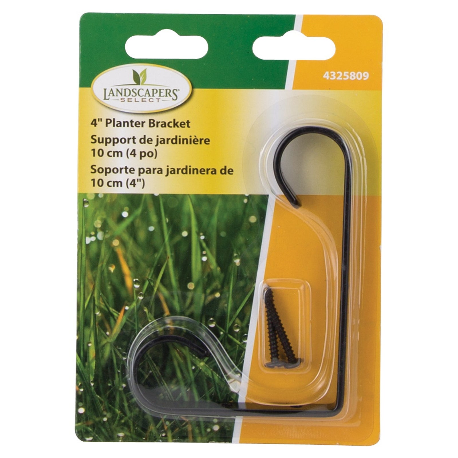 Landscapers Select GB0173L Plant Bracket, 4-1/4 L, Steel, Black, Wall Mount Mounting