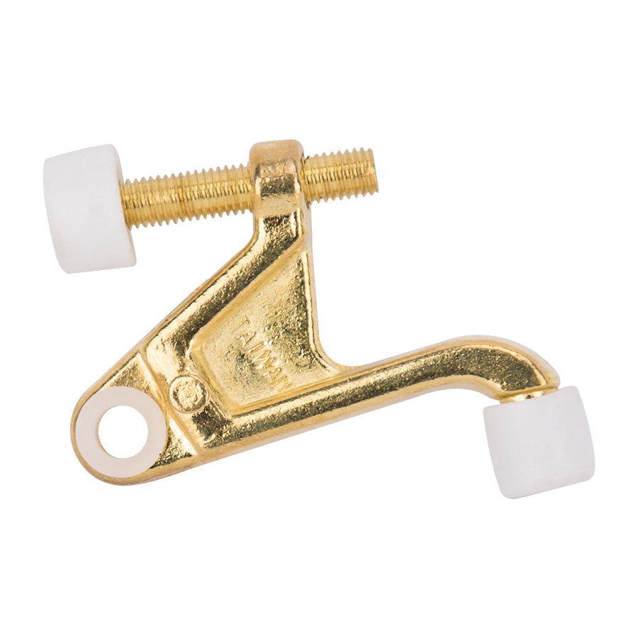 Prosource H20-B030C-PS Heavy-Duty Hinge Pin Door Stop, 2-3/4 in Projection, Die-Cast Zinc &amp; Plastic, Polished Brass