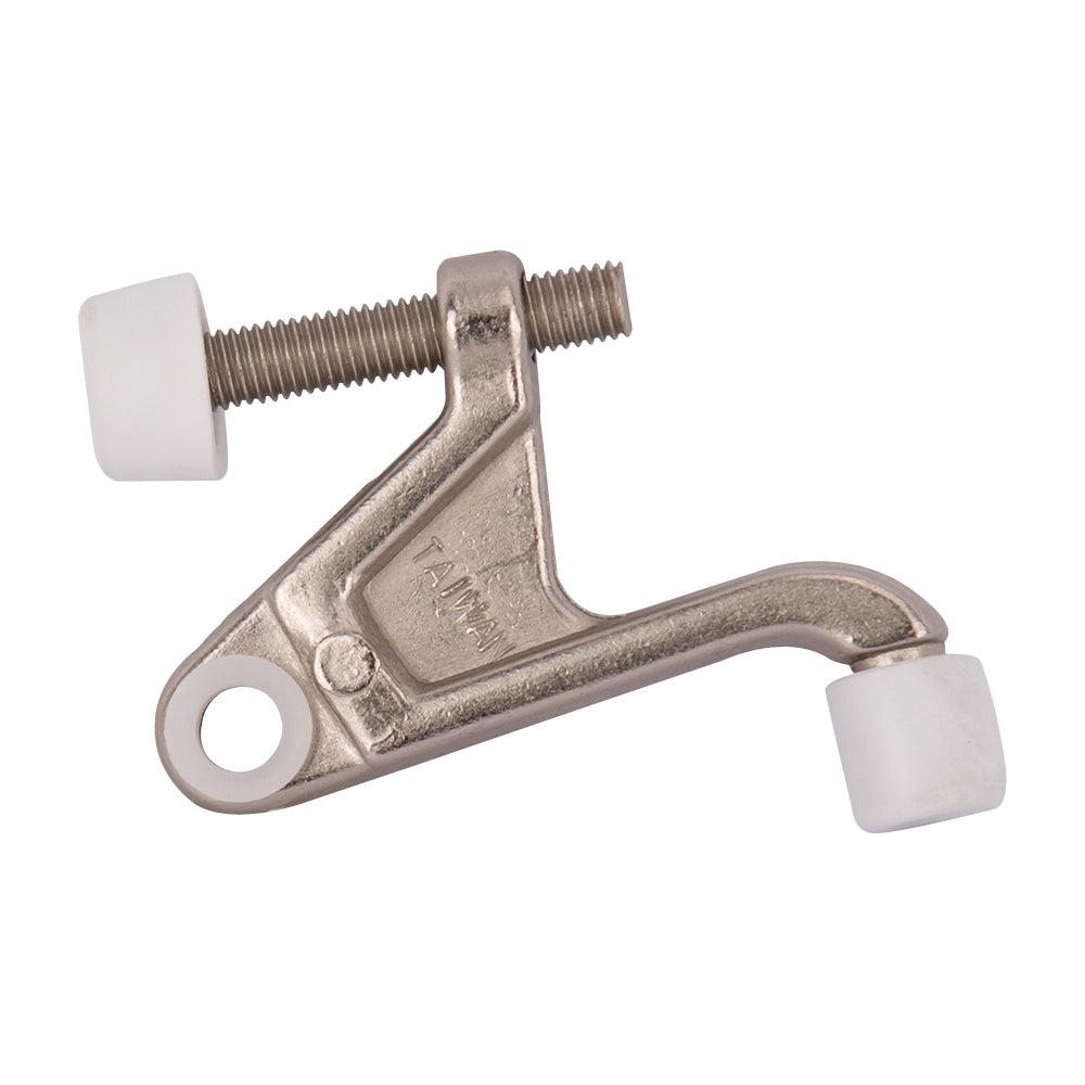 Prosource H20-B033C-PS Heavy-Duty Hinge Pin Door Stop, 2-3/4 in Projection, Die-Cast Zinc &amp; Plastic, Satin Nickel