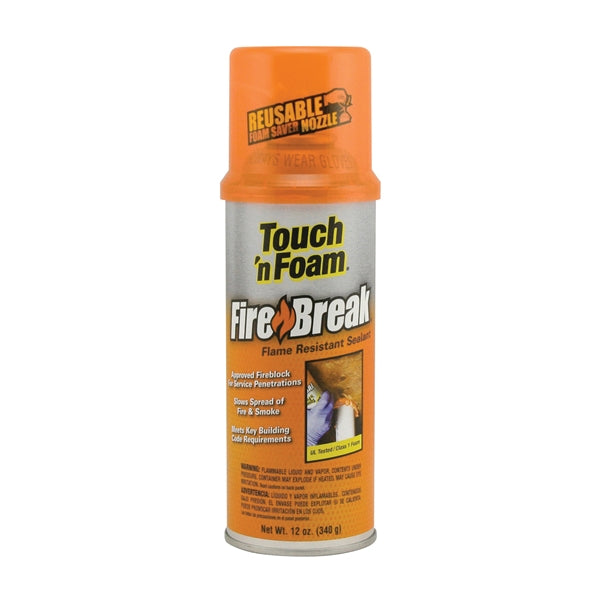 Touch 'n Foam Fire Break 4004501212 Flame Resistant Sealant, Amber, 60 to 100 deg F, 12 oz Can