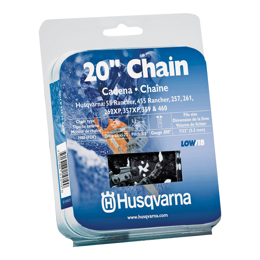 Poulan Pro 531300441 Chainsaw Chain, 20 in L Bar, 3/8 in TPI/Pitch, 72-Link