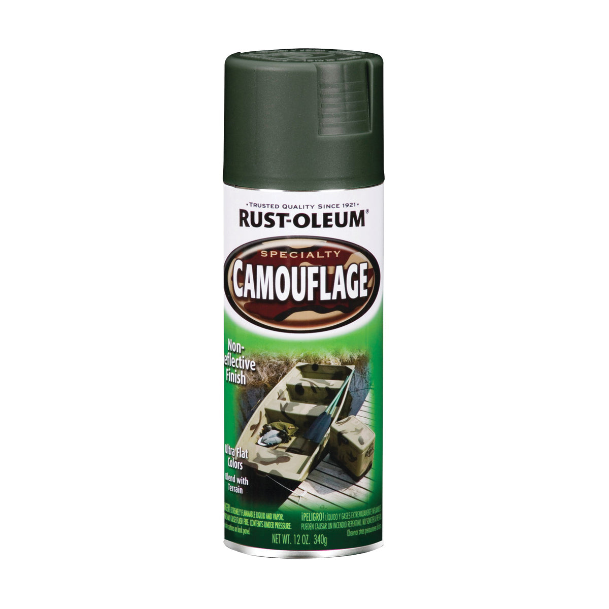 RUST-OLEUM 1919830 Camouflage Spray Paint, Ultra Flat, Deep Forest Green, 12 oz, Aerosol Can