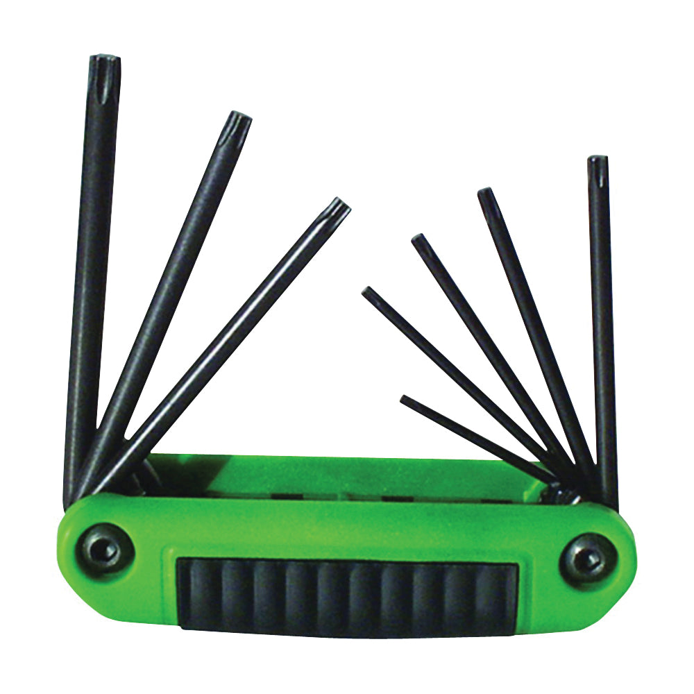 Eklind Ergo-Fold Series 25581 Key Set, T8, T10, T15, T20, T25, T27, T30, T40 Drive, Torx Drive, Ergonomic Handle