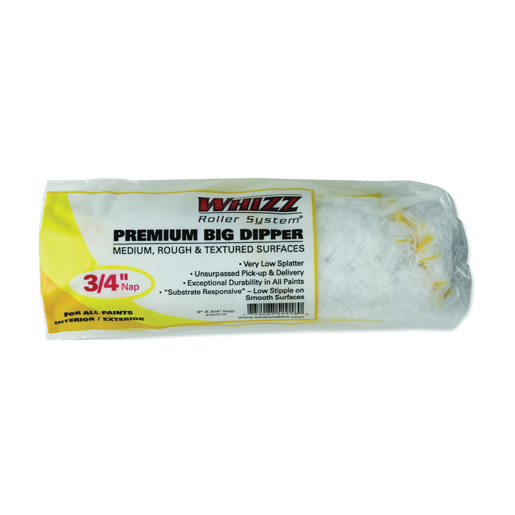 WHIZZ 52918 Paint Roller Cover, 3/4 in Thick Nap, 9 in L, Woven Fabric Cover