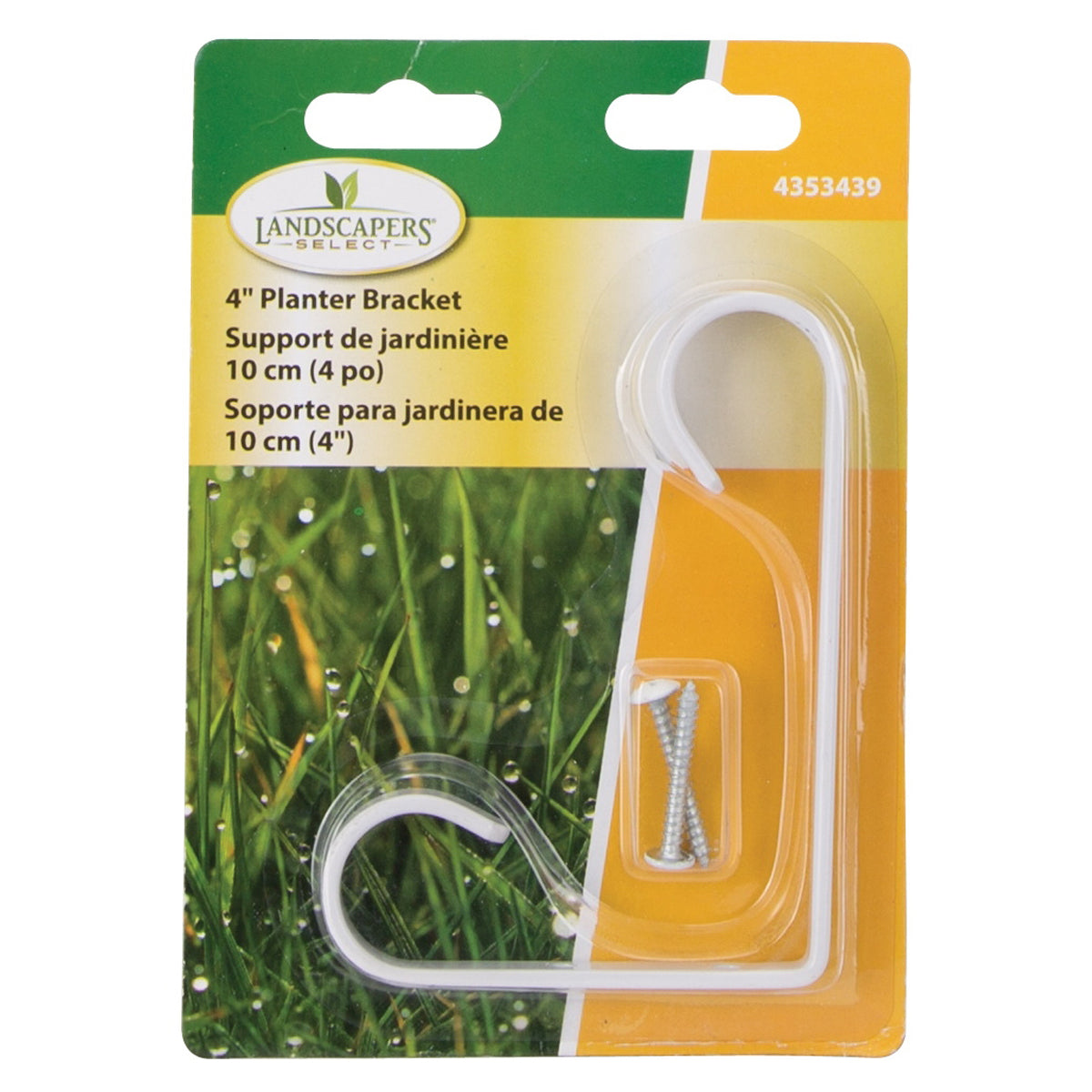 Landscapers Select GB0183L Plant Bracket, 4-1/4 L, Steel, White, Wall Mount Mounting