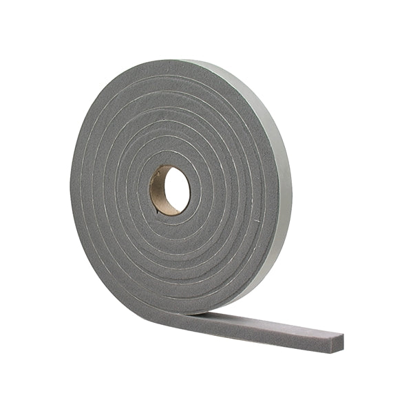 M-D 02295 Foam Tape, 1/2 in W, 10 ft L, 3/8 in Thick, PVC, Gray