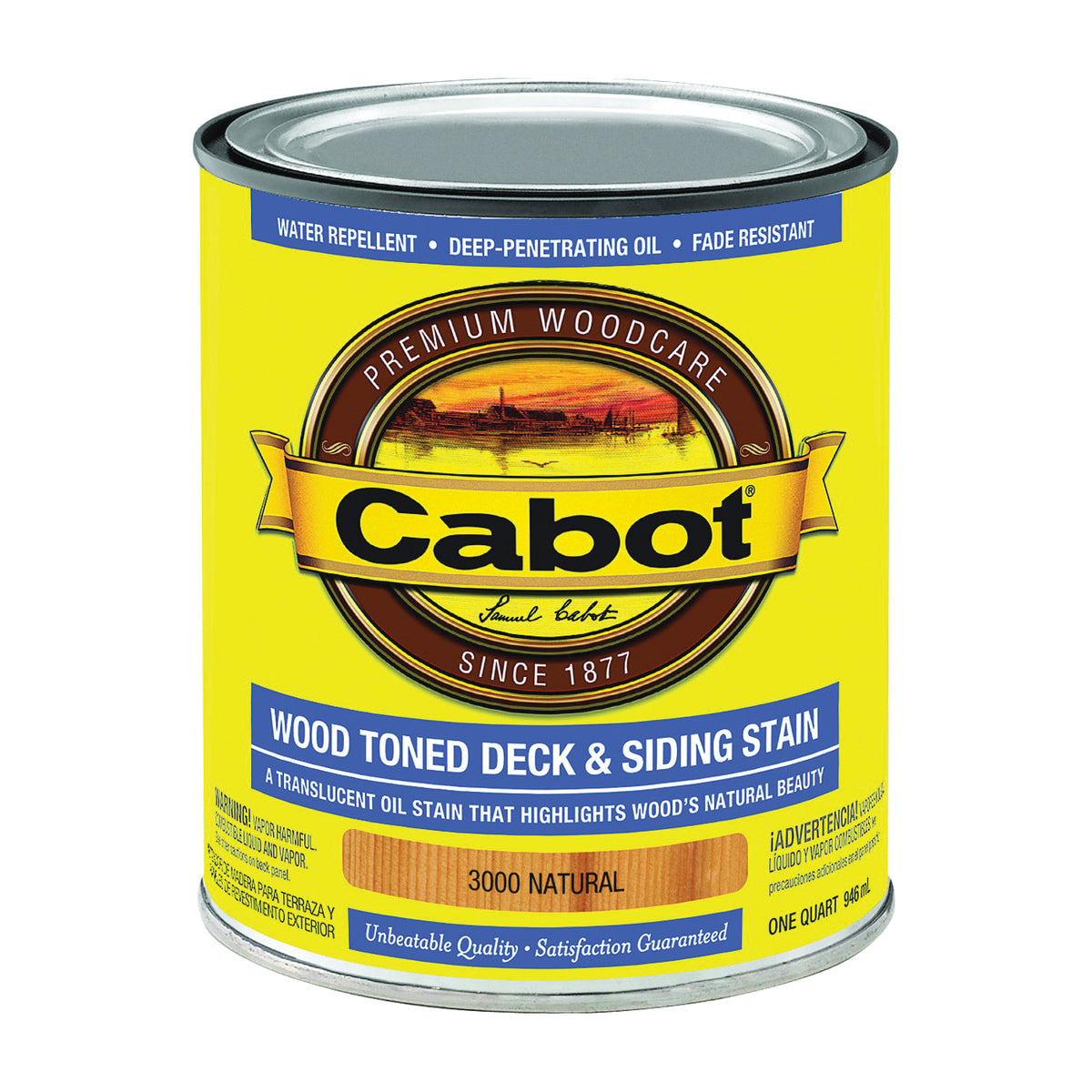 Cabot 140.0003000.005 Deck and Siding Stain, Natural, Liquid, 1 qt, Can