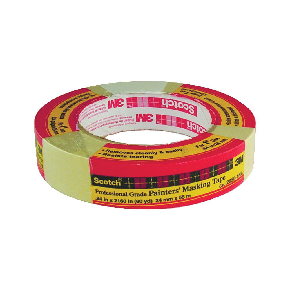 Scotch 2050.1 Masking Tape, 60.1 yd L, 1 in W, Paper Backing, Beige