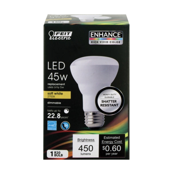 Feit Electric R20DM/927CA LED Bulb, Flood/Spotlight, R20 Lamp, 45 W Equivalent, E26 Lamp Base, Dimmable, Frosted